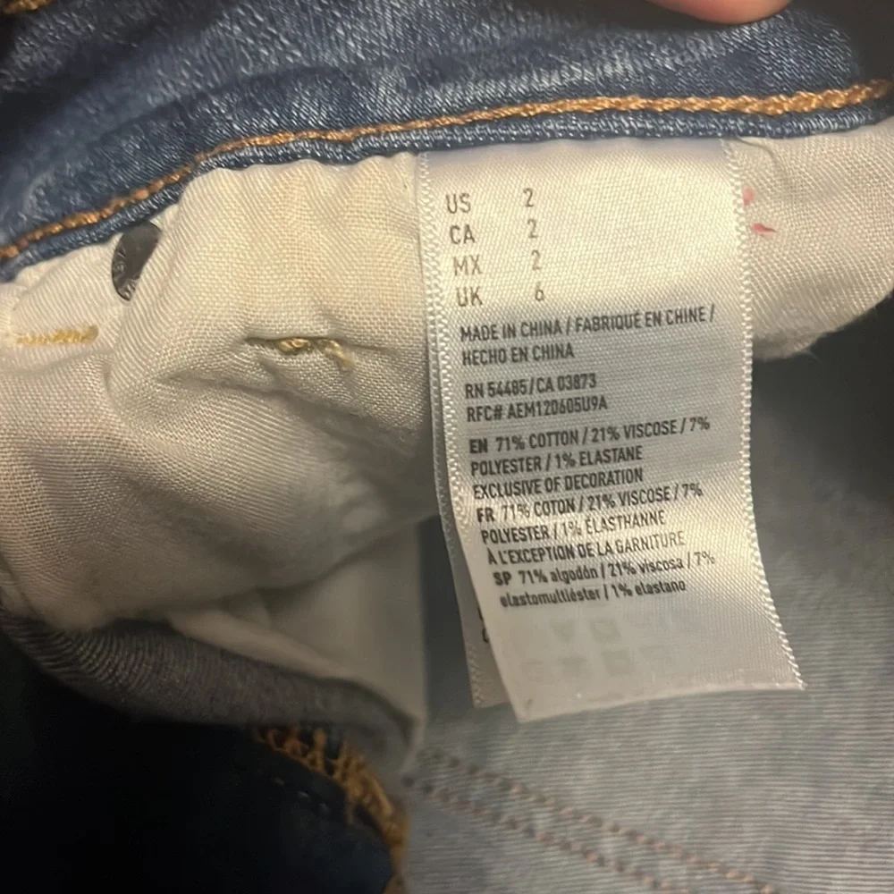 American Eagle, Jean shorts, distressed and stretchy, size 2